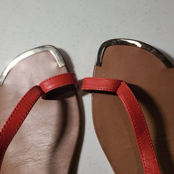 Isola Coral Orange Cleopatra Gold Braided Tie Back Thong Sandals Women's 6 - Picture 8 of 10